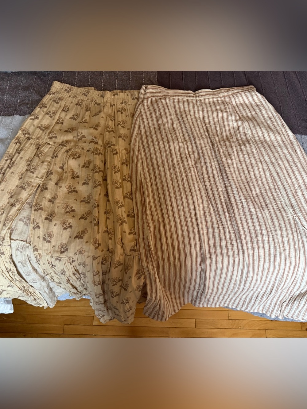 Women's Cream Floral & Cream Striped Skirt Set by Rylee + Cru